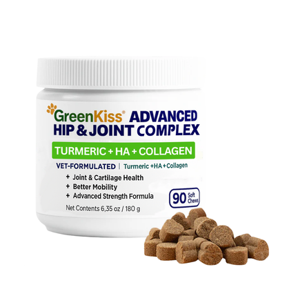 🏆🐕GreenKiss® Advanced Hip & Joint Complex Soft Chews 🦴 Turmeric + HA + Collagen🐕