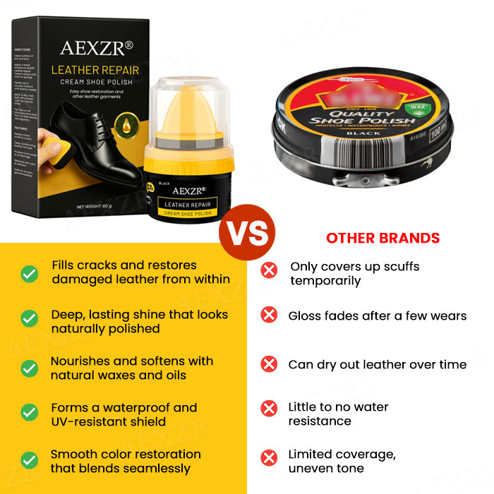 🌟 AEXZR® Leather Repair Cream Shoe Polish | Erases Scuffs, Renews Color Like New
