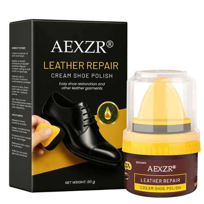 🌟 AEXZR® Leather Repair Cream Shoe Polish | Erases Scuffs, Renews Color Like New