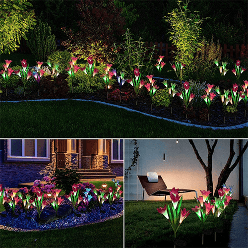 Artificial Lily Solar Garden Stake Lights (2 PACKS)