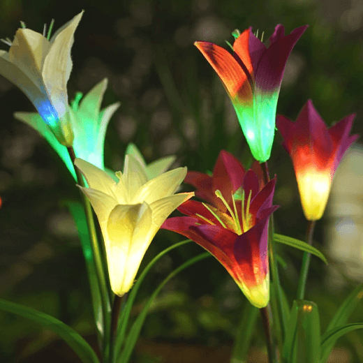 Artificial Lily Solar Garden Stake Lights (2 PACKS)