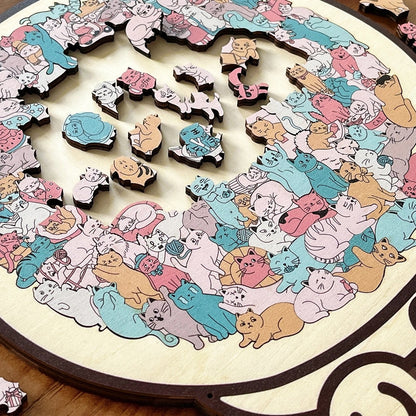 🎁 Grab Gifts  🎅Christmas Gift 135-Piece Cat-Shaped Wooden Puzzle 🐱 🎁