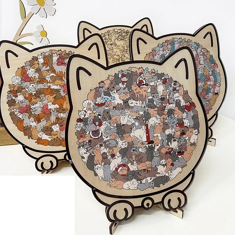 🎁 Grab Gifts  🎅Christmas Gift 135-Piece Cat-Shaped Wooden Puzzle 🐱 🎁