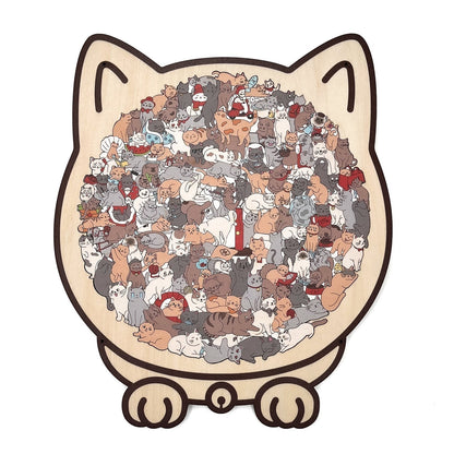 🎁 Grab Gifts  🎅Christmas Gift 135-Piece Cat-Shaped Wooden Puzzle 🐱 🎁