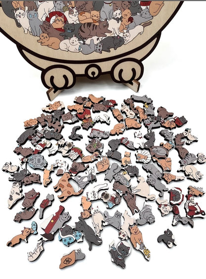 🎁 Grab Gifts  🎅Christmas Gift 135-Piece Cat-Shaped Wooden Puzzle 🐱 🎁